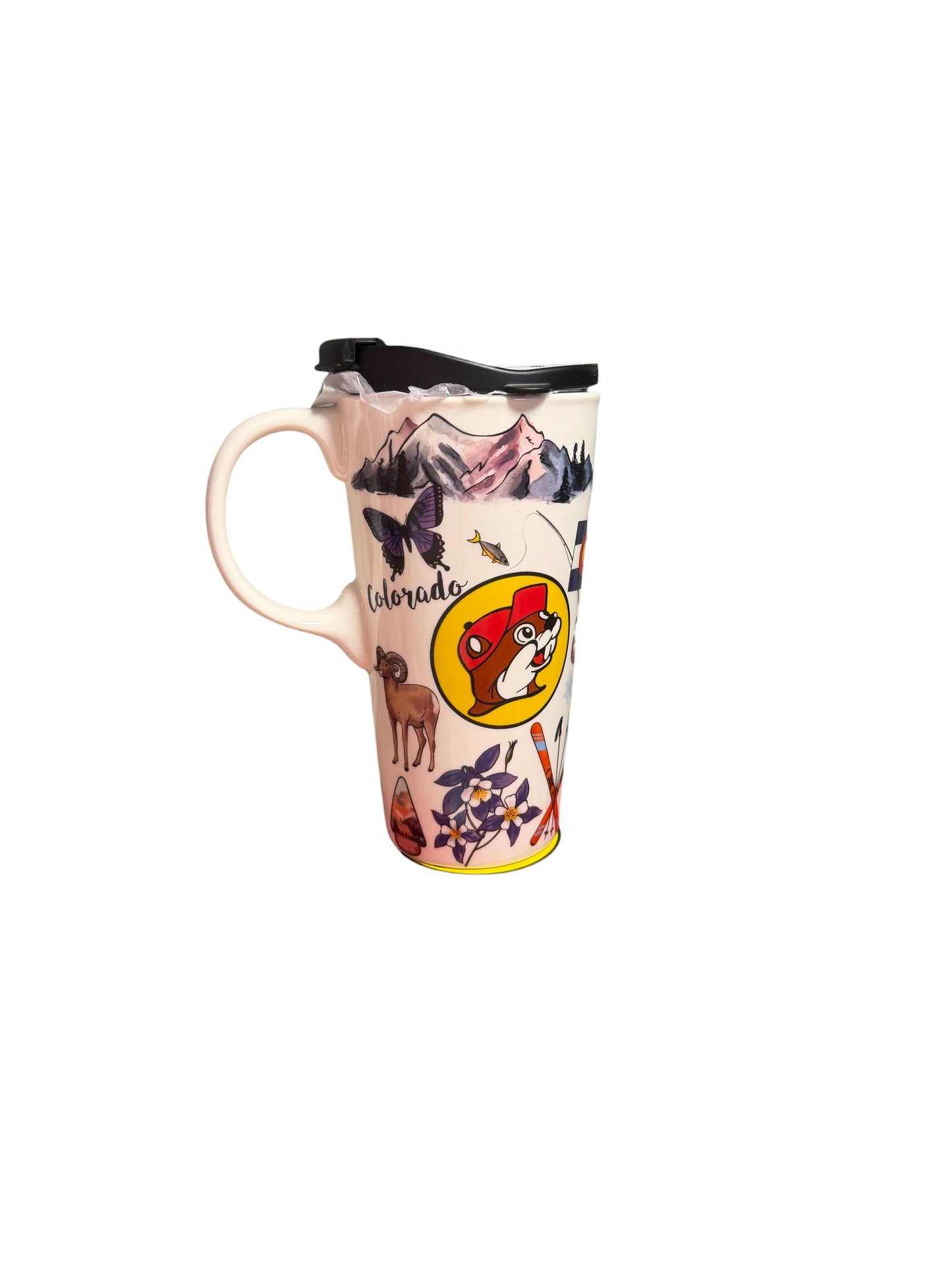 Buc-ee’s Colorado Icons Travel Mug with Handle & Lid
