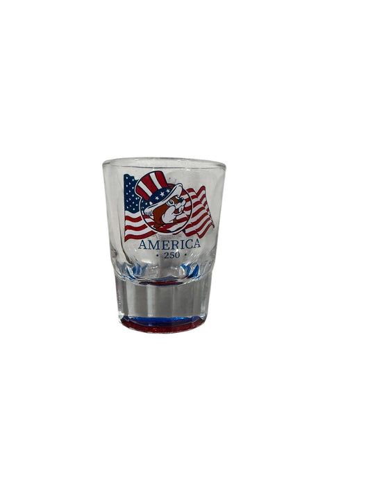 Buc-ee’s America 250 Shot Glass – Patriotic Red White & Blue Collectible | 250 Years of Freedom