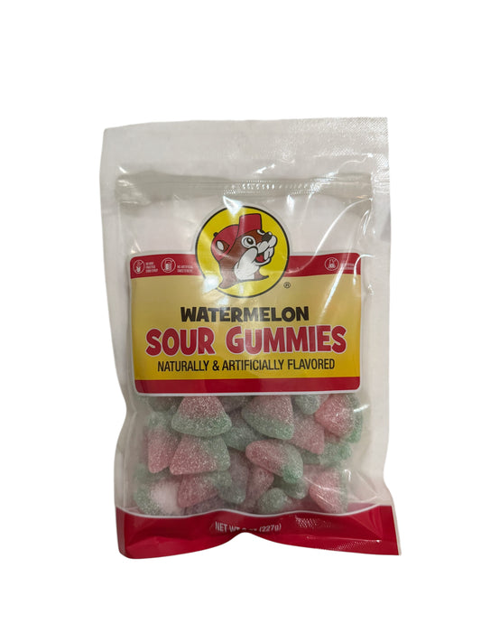 Buc-ee’s Watermelon Sour Gummies Candy – 8 oz Resealable Bag