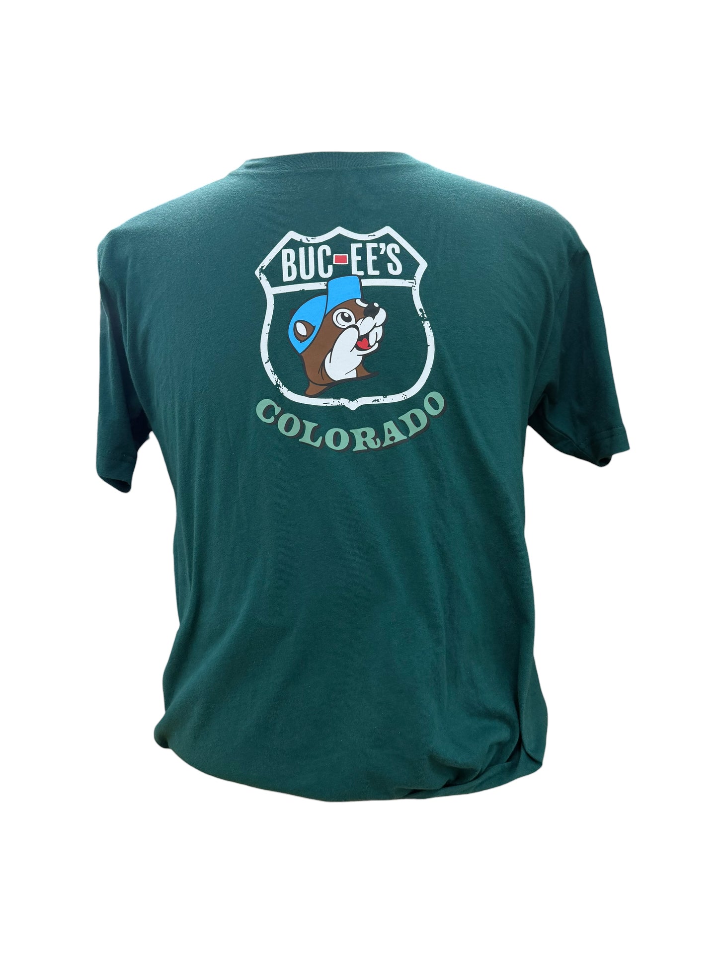Buc-ee’s Colorado License Plate Graphic T-Shirt – Forest Green Travel Tee