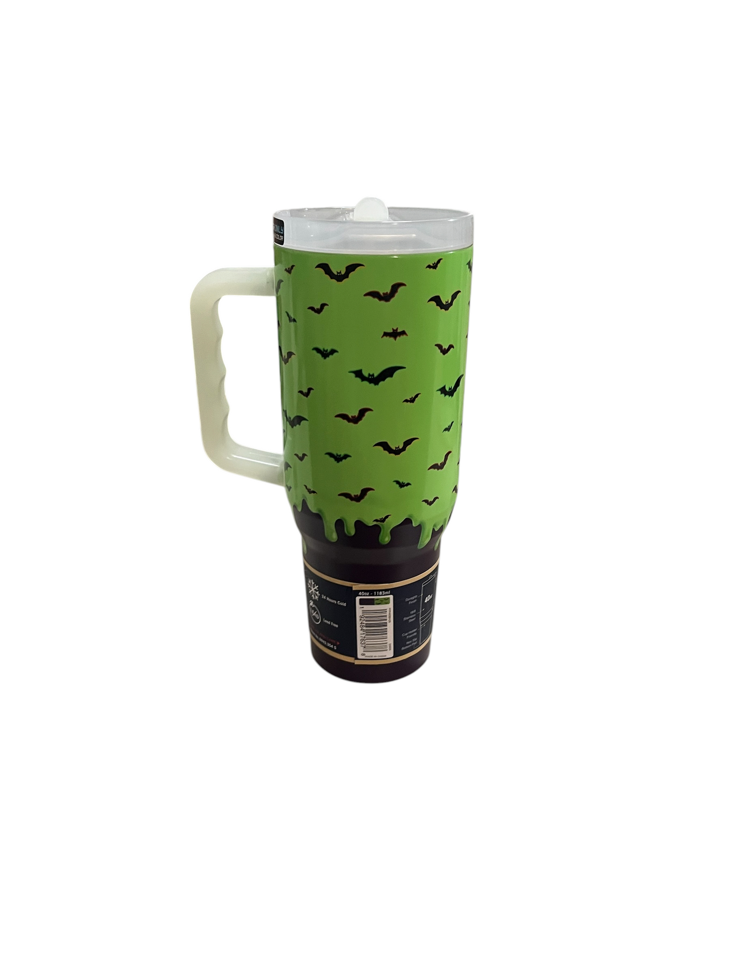 Buc-ee’s 2026 Glow-in-the-Dark Halloween 40 oz Tumbler with Handle – Green Bat Design
