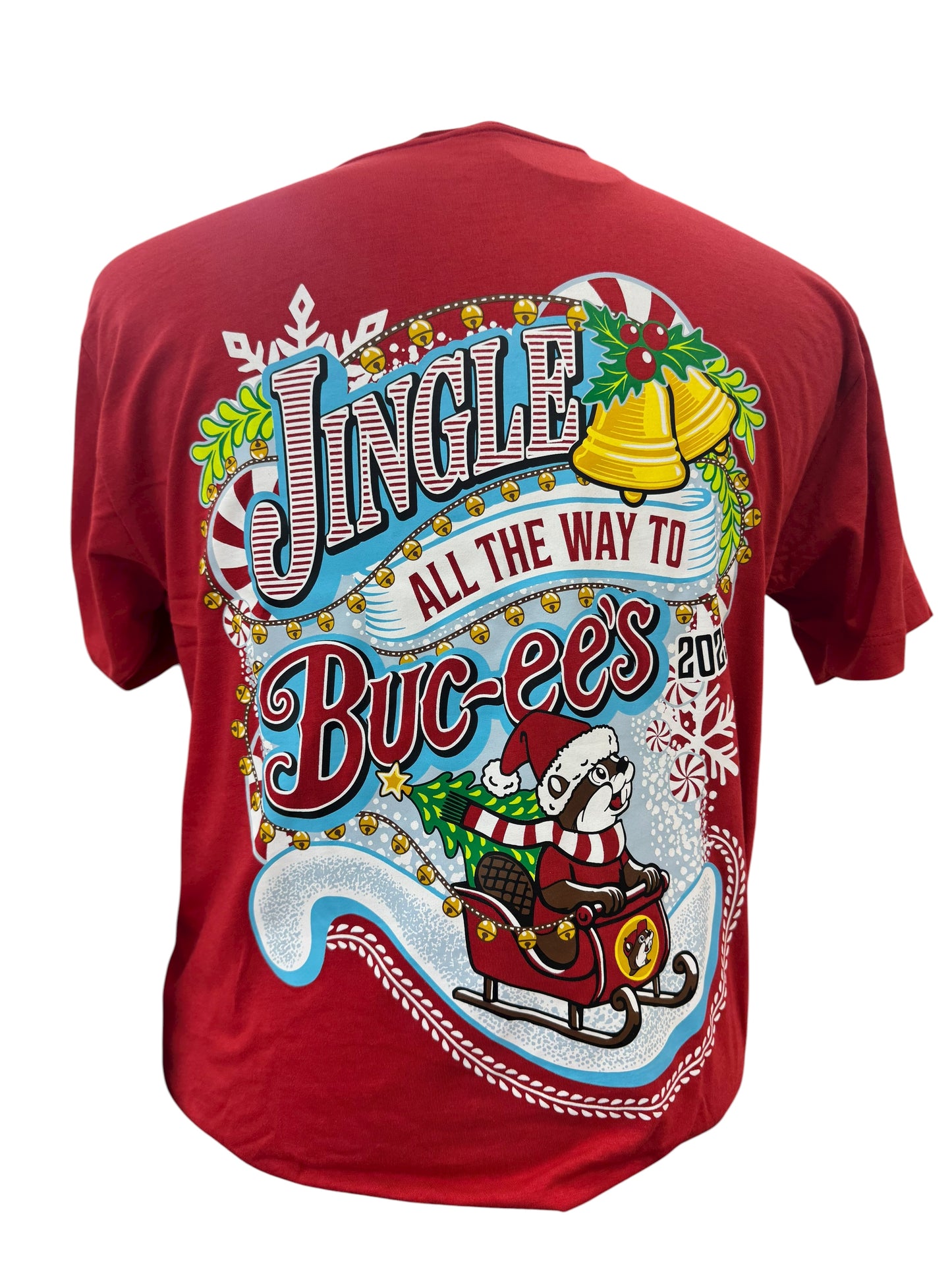 Buc-ee’s “Jingle All the Way” Christmas Graphic T-Shirt – Red (Unisex)