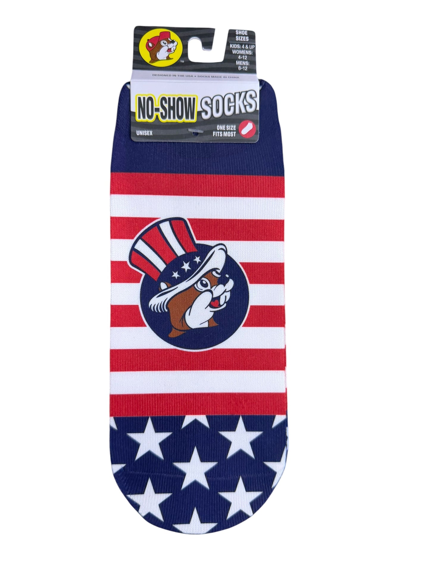 Buc-ee’s Patriotic Socks Collection – Kids & Adult Crew, Ankle & No-Show | Red White & Blue Beaver Socks