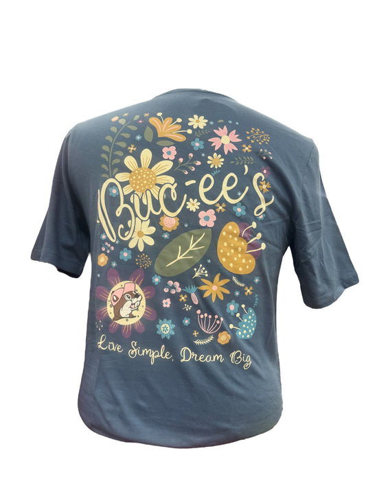 Buc-ee’s Blue “Live Simple, Dream Big” Floral Tshirt