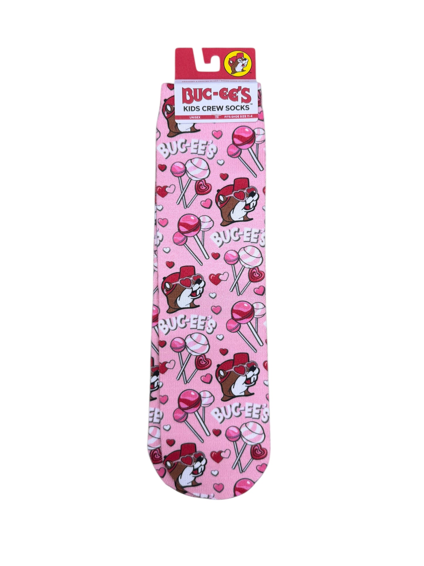 Buc-ee’s Valentine No-Show Socks – Hearts & Candy Design (Unisex)