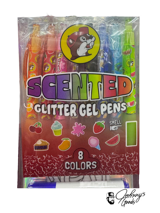 Buc-ee’s Scented Glitter Gel Pens, Buc-ee’s Gel Pens 8 Colors, Buc-ee’s Glitter Pens, Buc-ee’s Scented Pens, Buc-ee’s Stationery