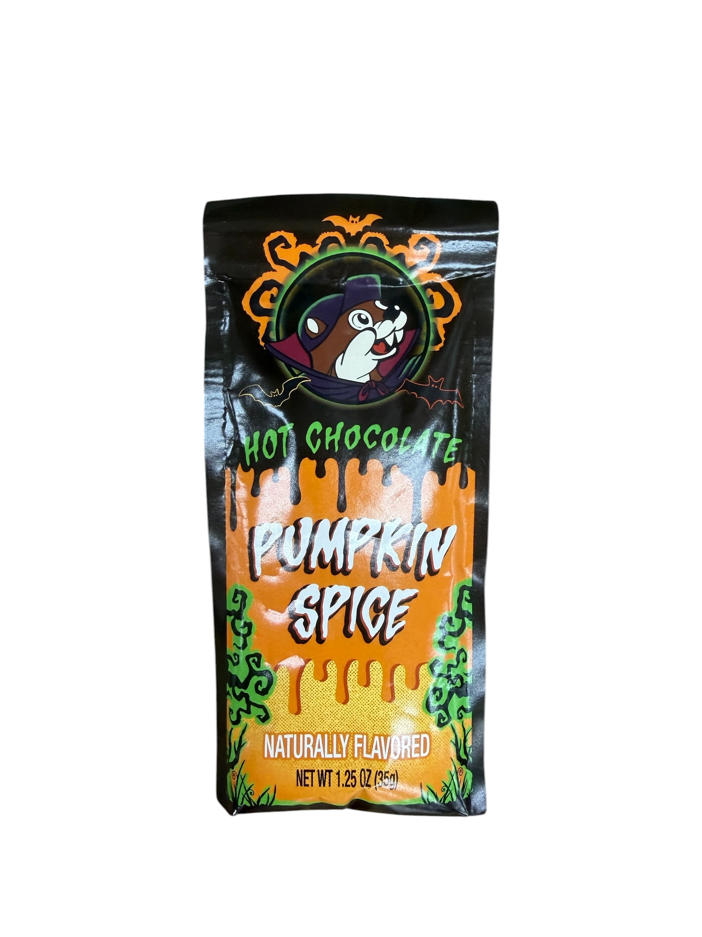 Buc-ee’s Halloween Hot Chocolate Mix – Pumpkin Spice or Ghoulish Green Color Changing – 1.25 oz Single Serve