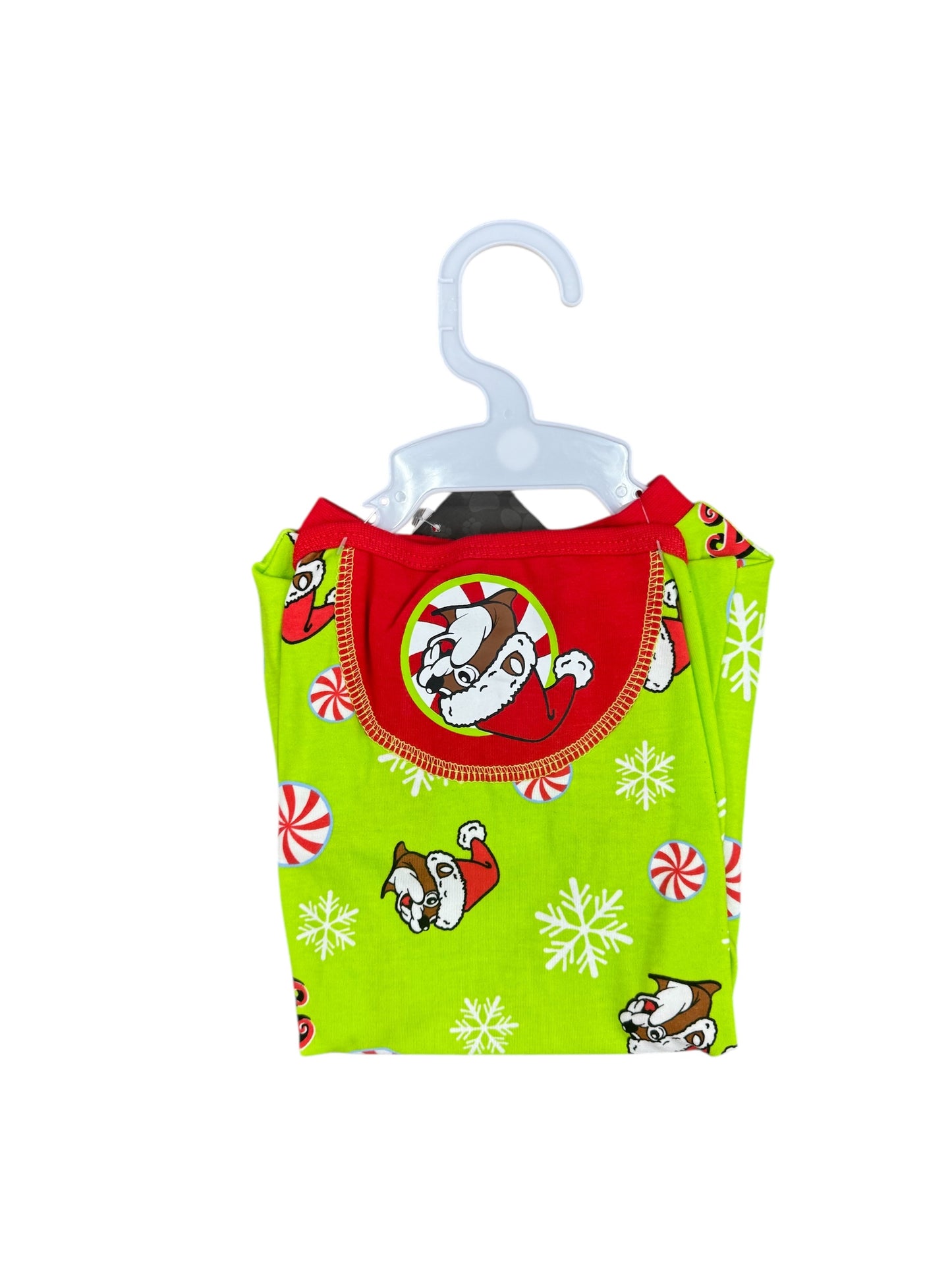 Buc-ee’s Christmas Dog Pajamas – Green Peppermint & Snowflake Holiday Pet Outfit