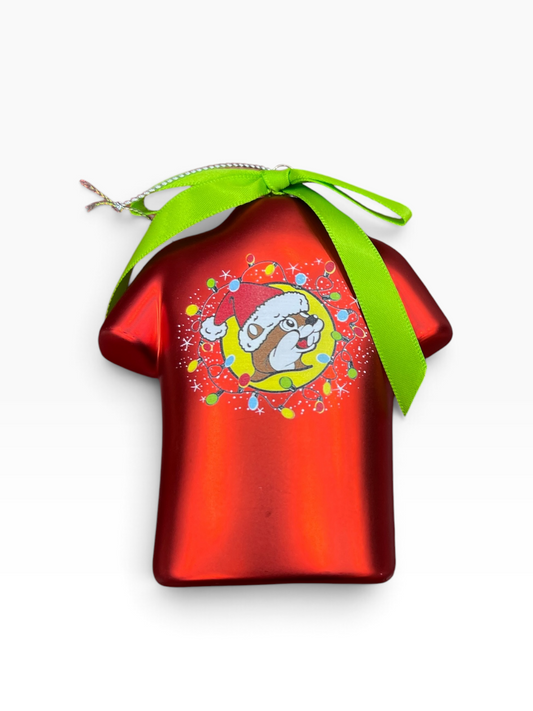 Buc-ee’s 2026 “Believe” Christmas T-Shirt Ornament – Red