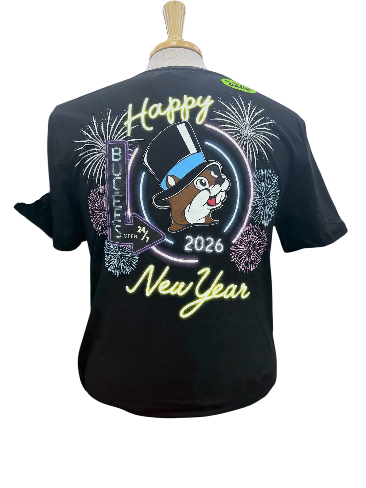 Buc-ee’s 2026 New Year Celebration T-Shirt –Neon Fireworks Edition