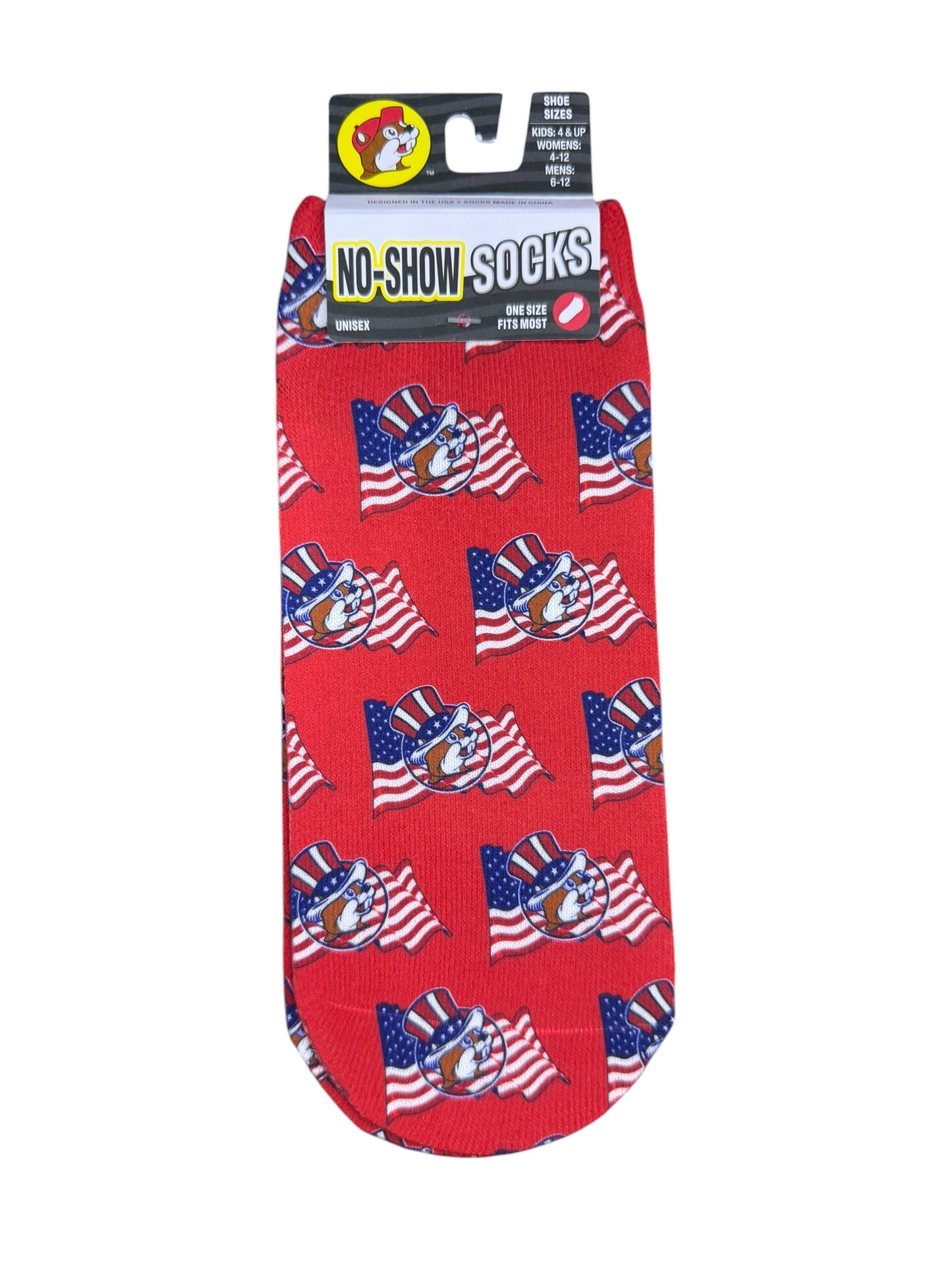 Buc-ee’s Patriotic Socks Collection – Kids & Adult Crew, Ankle & No-Show | Red White & Blue Beaver Socks