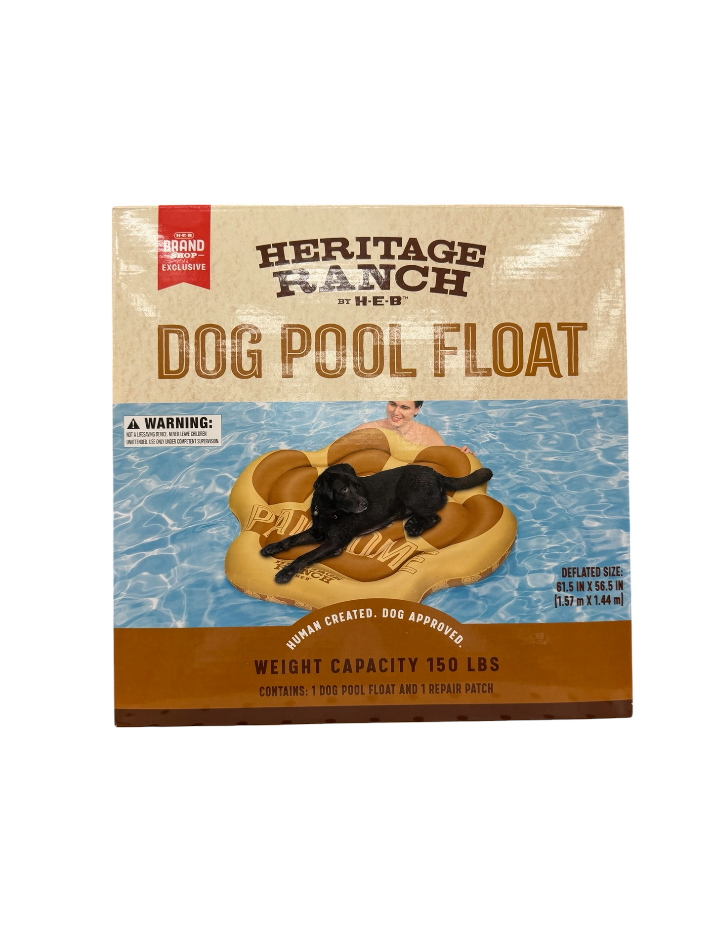 Heritage Ranch by H-E-B Dog Pool Float – Paw Shape Inflatable Float