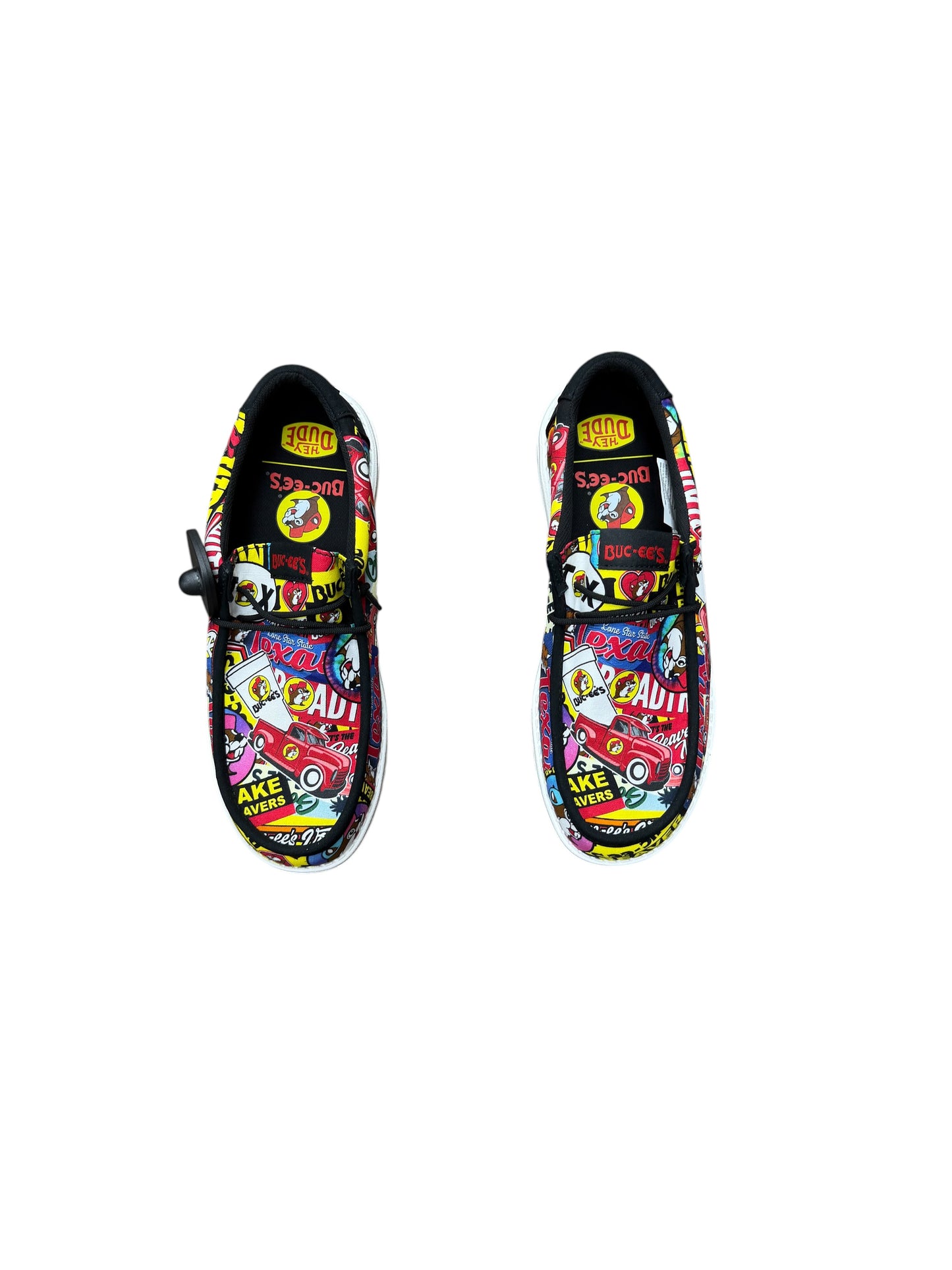 Buc-ee’s Texas Collage Hey Dude-Style Shoes – Colorful Graphic Casual Slip-On Shoes