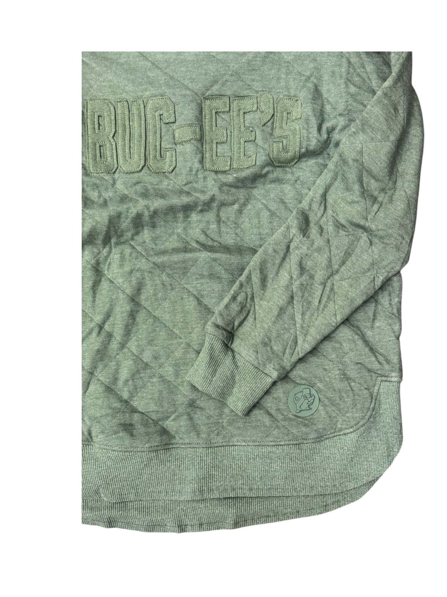 Buc-ee’s Dill Green Quilted Fleece Crew Sweater