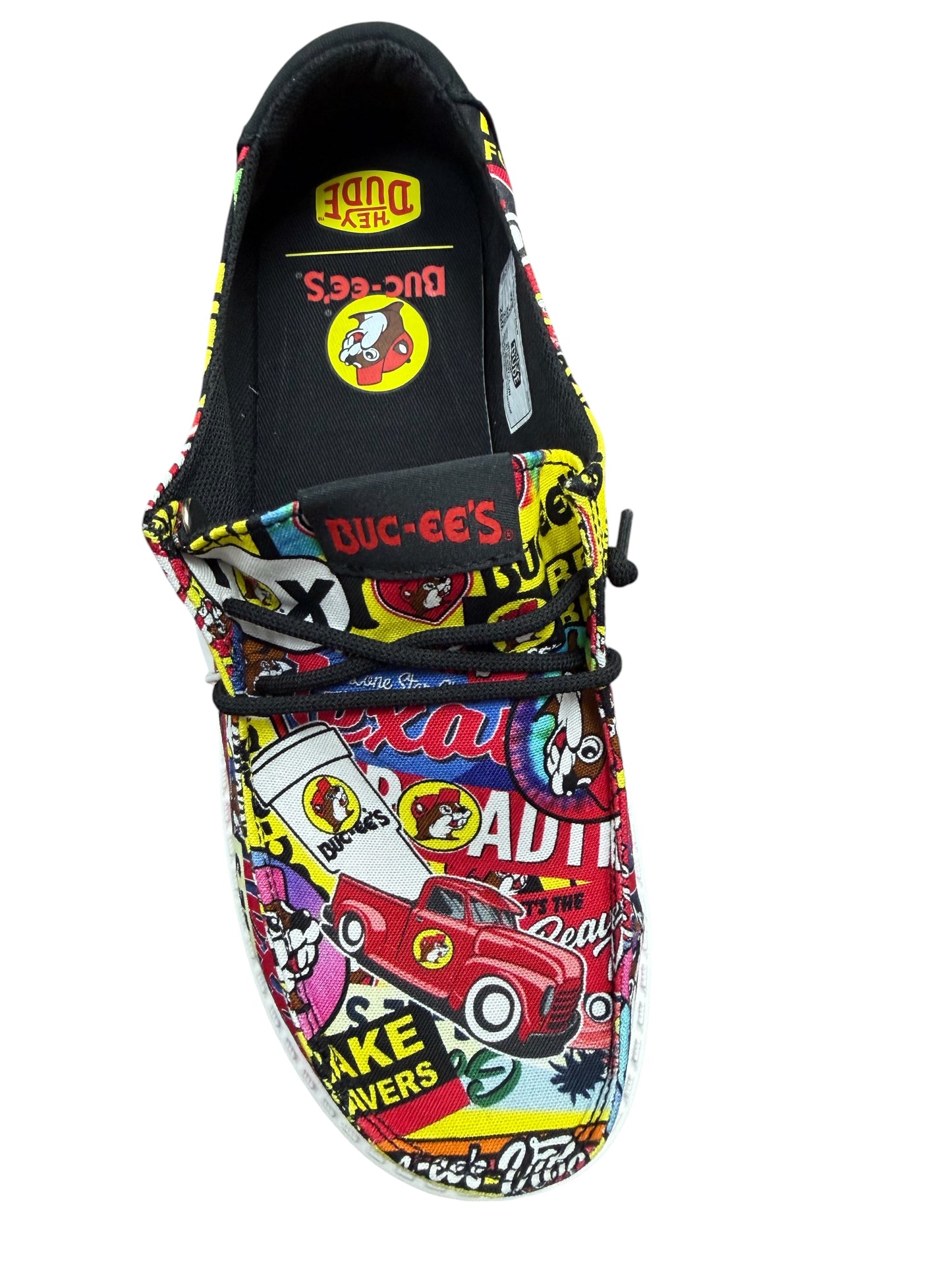 Buc-ee’s Texas Collage Hey Dude-Style Shoes – Colorful Graphic Casual Slip-On Shoes