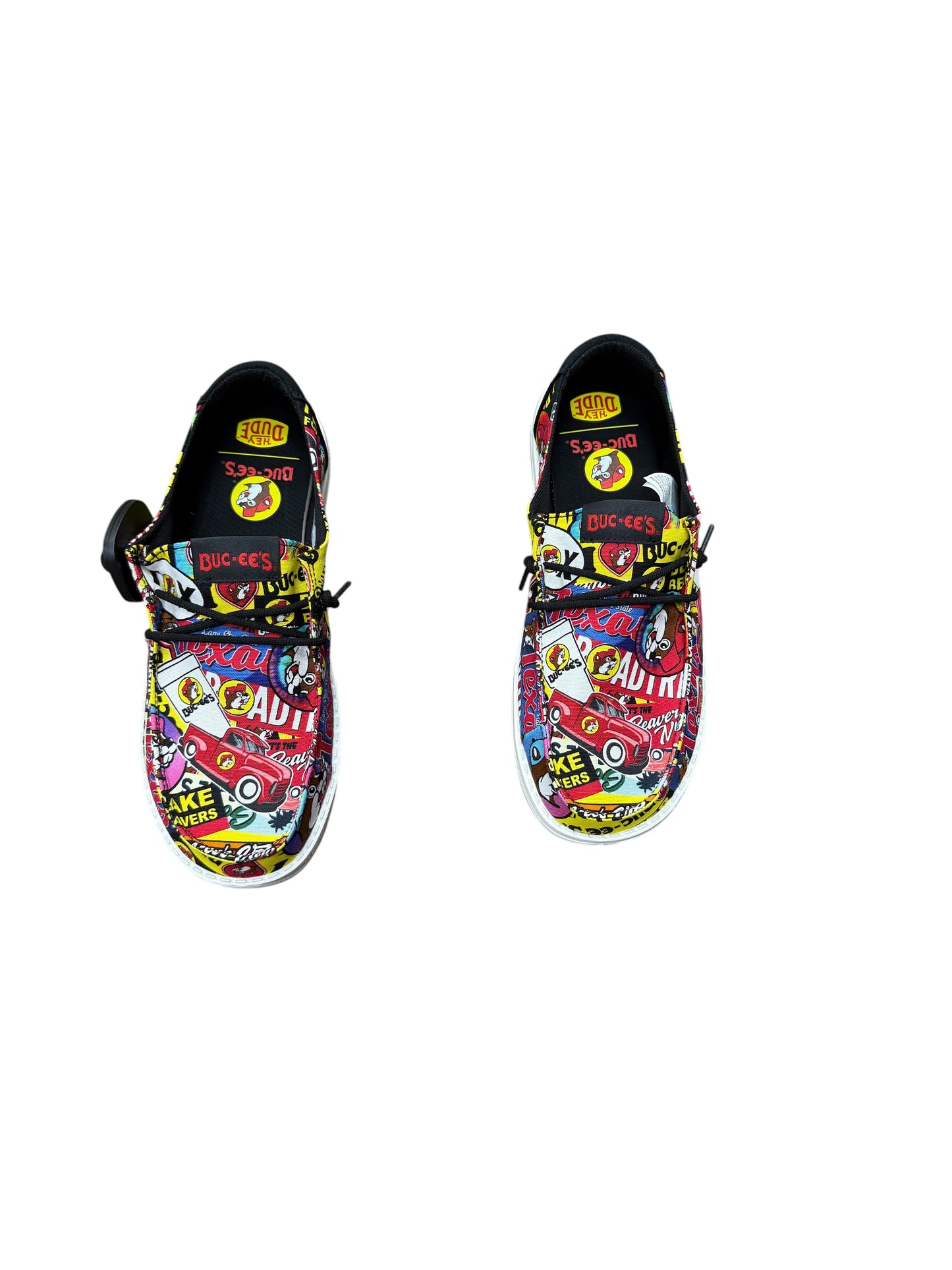 Buc-ee’s Texas Collage Hey Dude-Style Shoes – Colorful Graphic Casual Slip-On Shoes