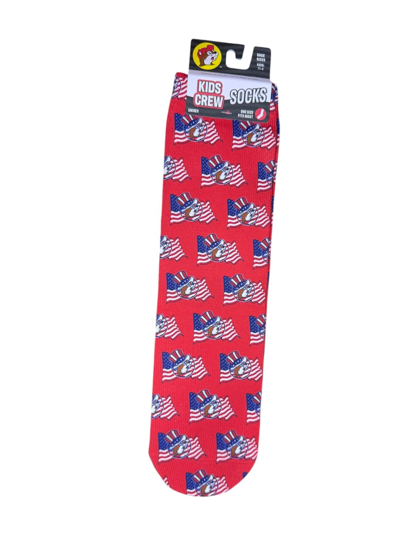 Buc-ee’s Patriotic Socks Collection – Kids & Adult Crew, Ankle & No-Show | Red White & Blue Beaver Socks