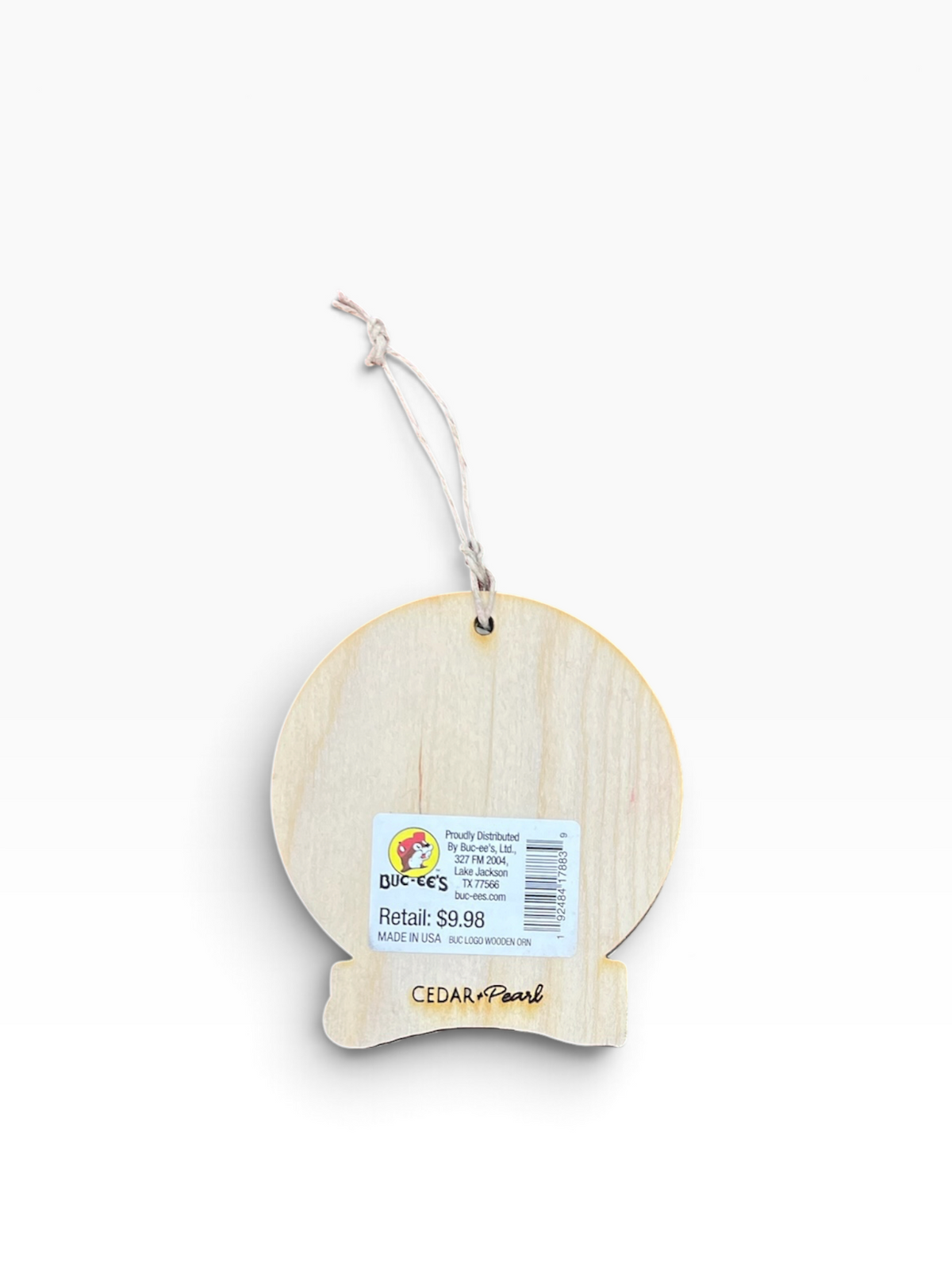 Buc-ee’s Classic Beaver Logo Wooden Ornament – Made in USA
