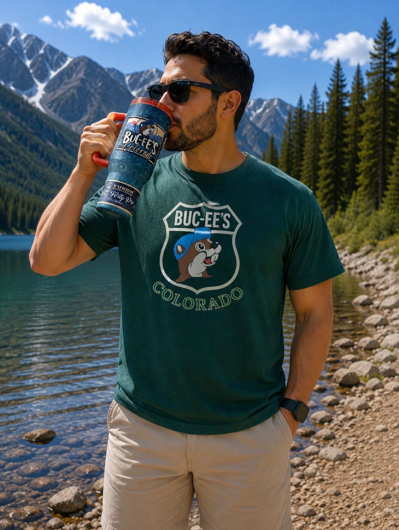 Buc-ee’s Colorado Yukon Outfitters 40 oz Travel Tumbler with Handle & Straw Lid
