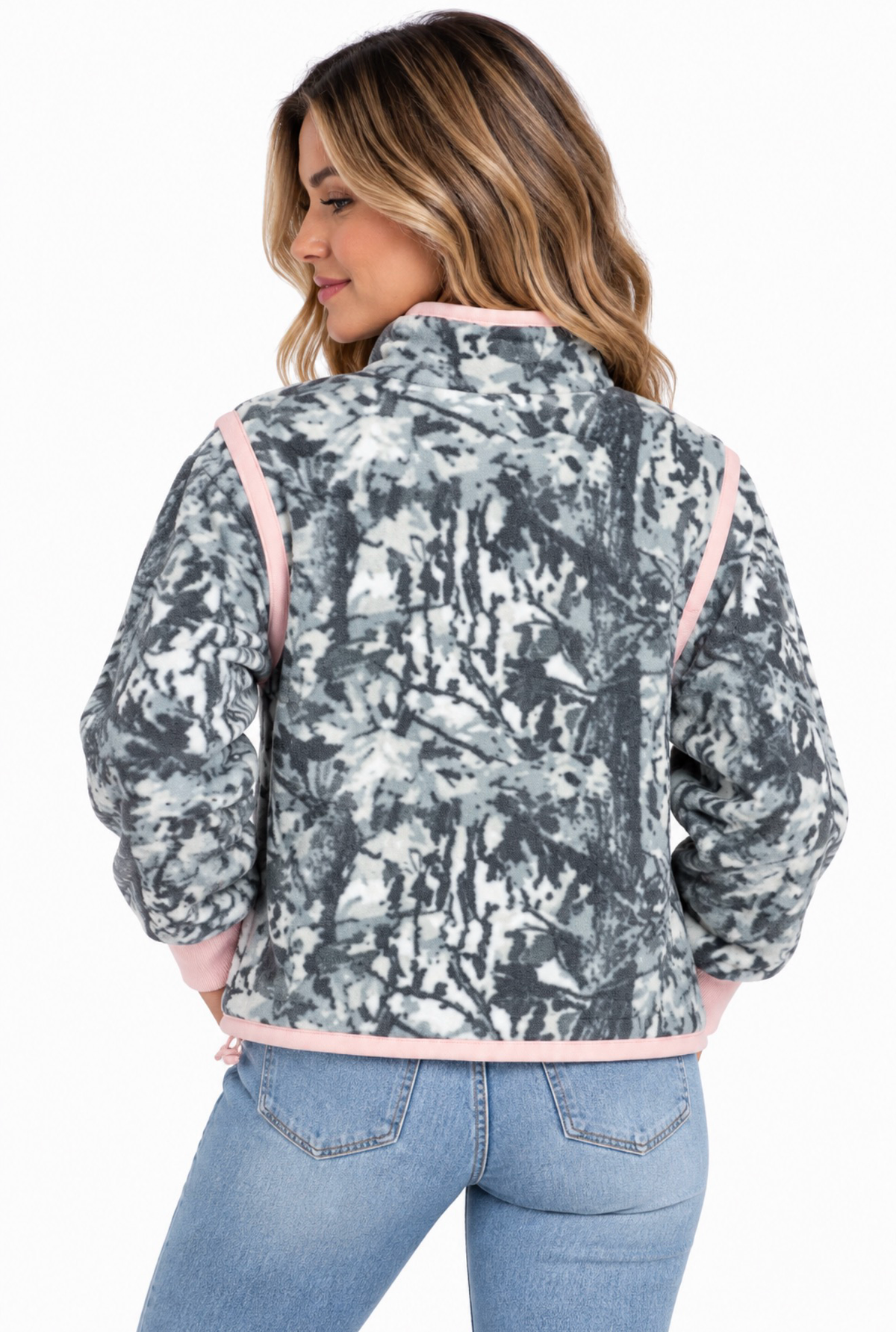 Buc-ee’s Women’s Pink & Gray Camo Fleece Jacket