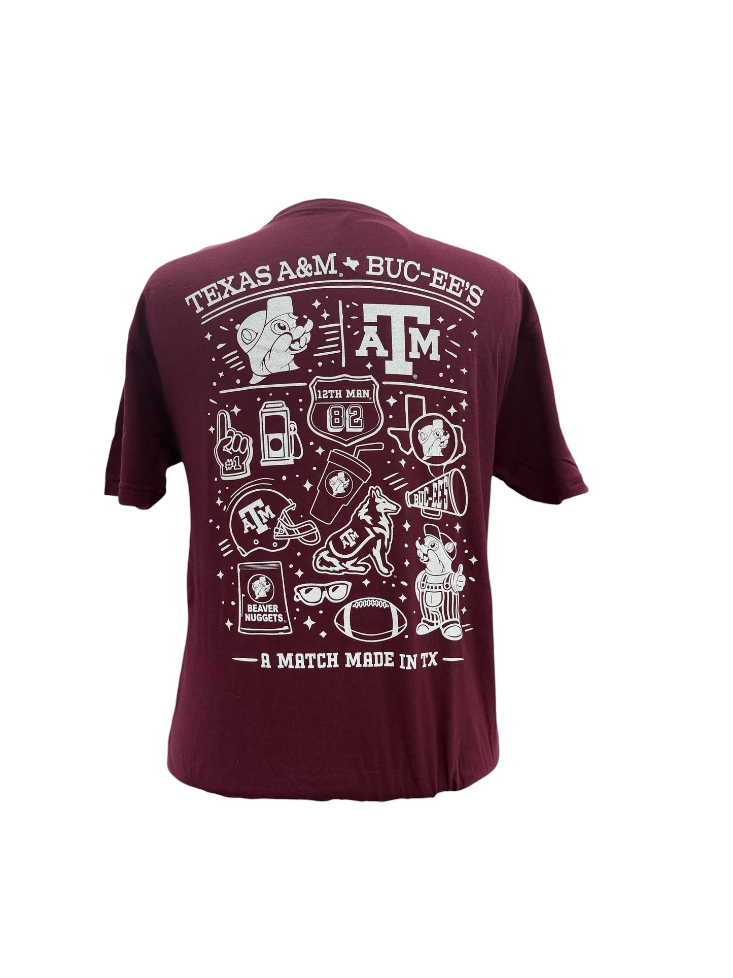 Texas A&M x Buc-ee’s Graphic T-Shirt – Maroon | Front & Back Design | Adult /Youth Unisex Tee