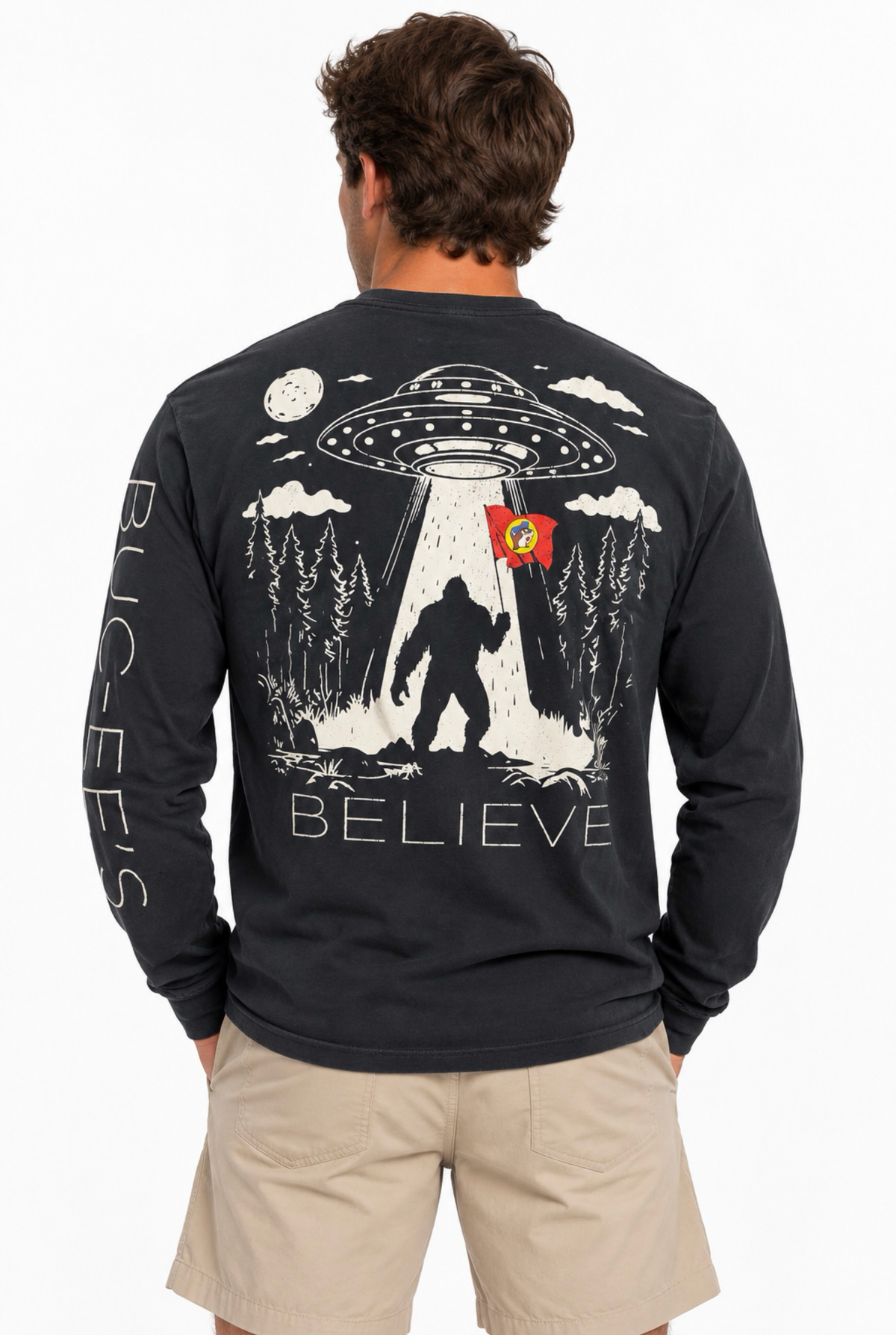 Buc-ee’s Bigfoot UFO “Believe” Long Sleeve Graphic Shirt