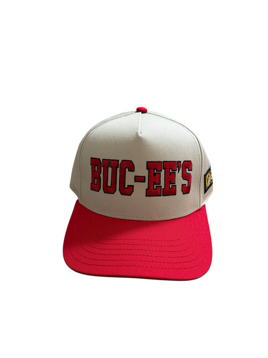 Buc-ee’s Beige & Red Classic Logo Snapback Hat