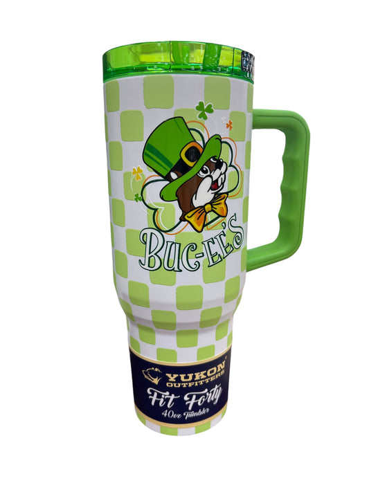 Buc-ee’s St. Patrick’s Day 40oz Tumbler – Green Checkered Fit Forty (Yukon Outfitters)