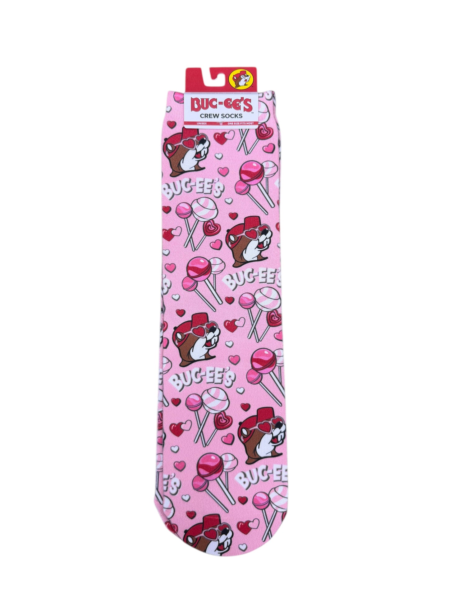 Buc-ee’s Valentine No-Show Socks – Hearts & Candy Design (Unisex)