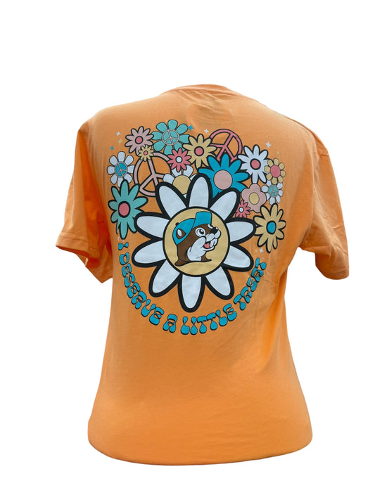 Buc-ee’s “I Deserve a Little Treat” Floral T-Shirt – Orange