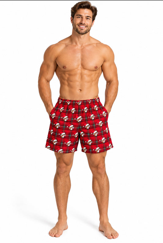 Buc-ee’s Santa Beaver Red Plaid Christmas Shorts
