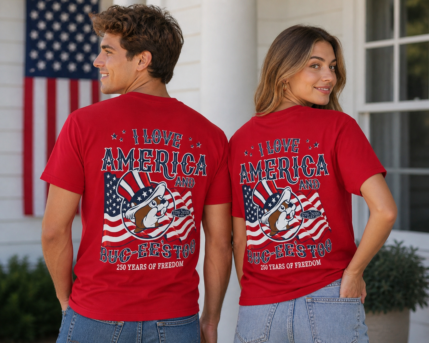 Buc-ee’s “America 250” Patriotic T-Shirt – Red | 250 Years of Freedom Edition 🇺🇸