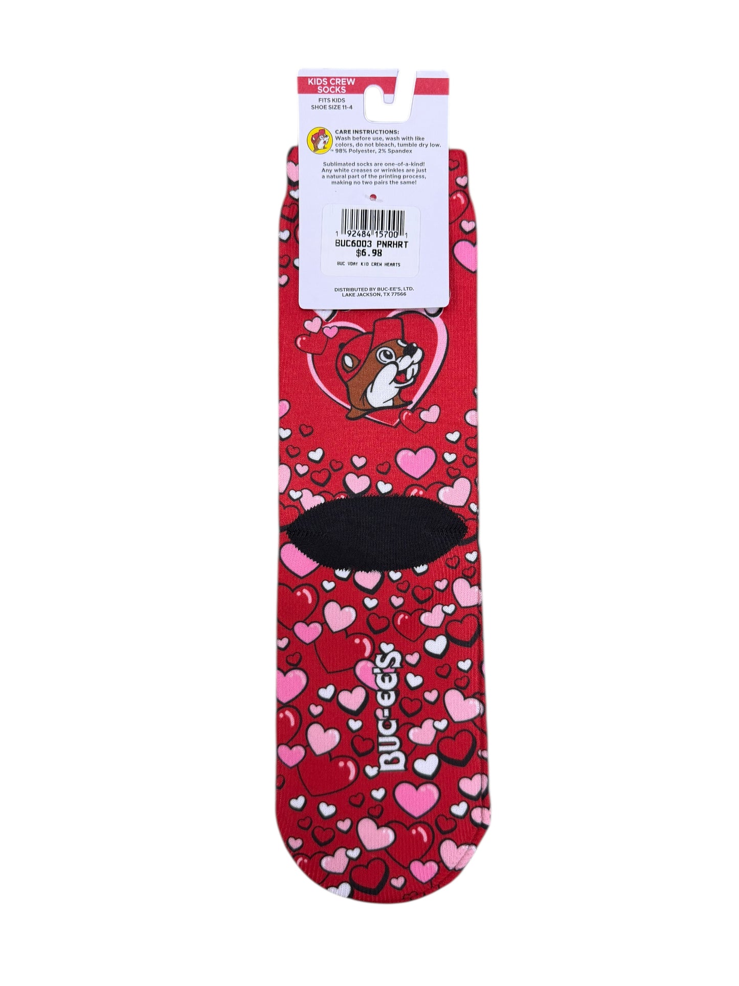 Buc-ee’s Valentine No-Show Socks – Hearts & Candy Design (Unisex)