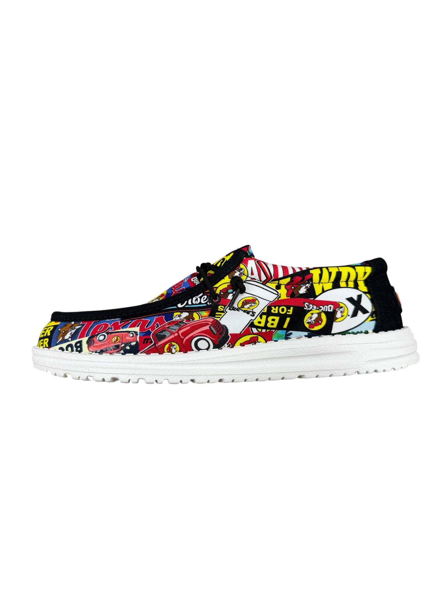 Buc-ee’s Texas Collage Hey Dude-Style Shoes – Colorful Graphic Casual Slip-On Shoes