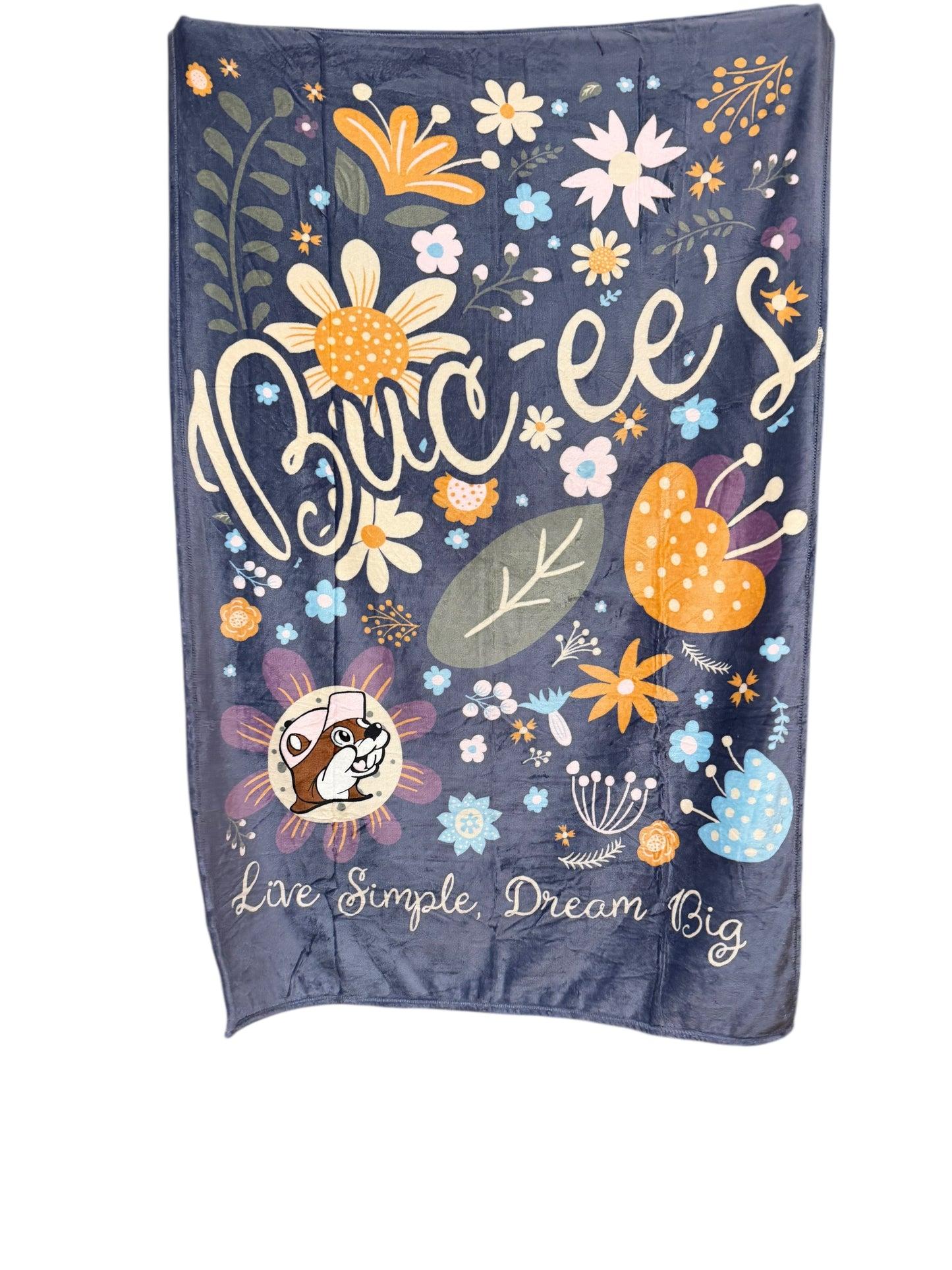 Buc-ee’s “Live Simple, Dream Big” Floral Throw Blanket – 50x 70 in