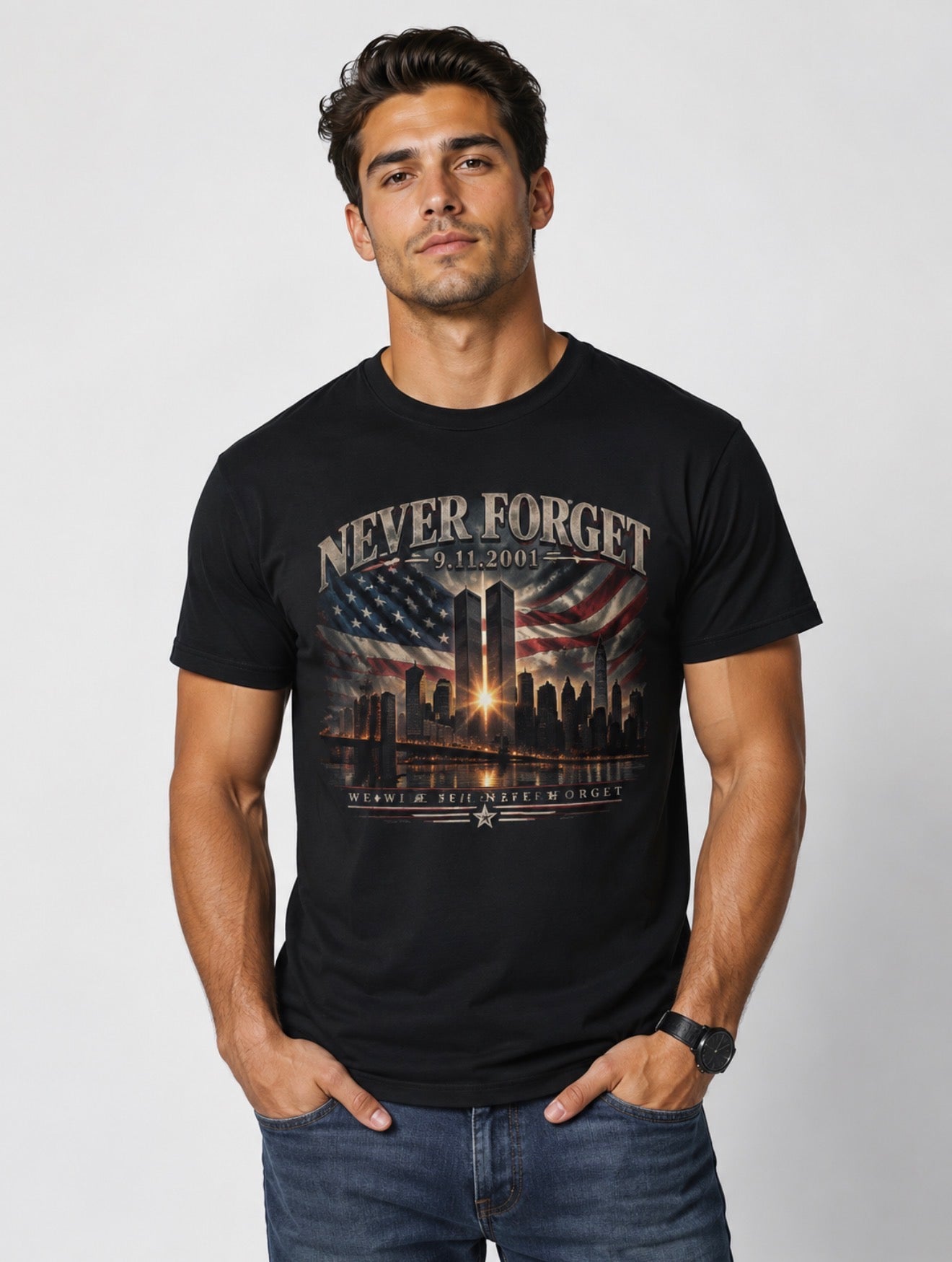 9/11 25th Anniversary Memorial T-Shirt – September 11, 2001–2026 Patriotic Twin Towers Tee
