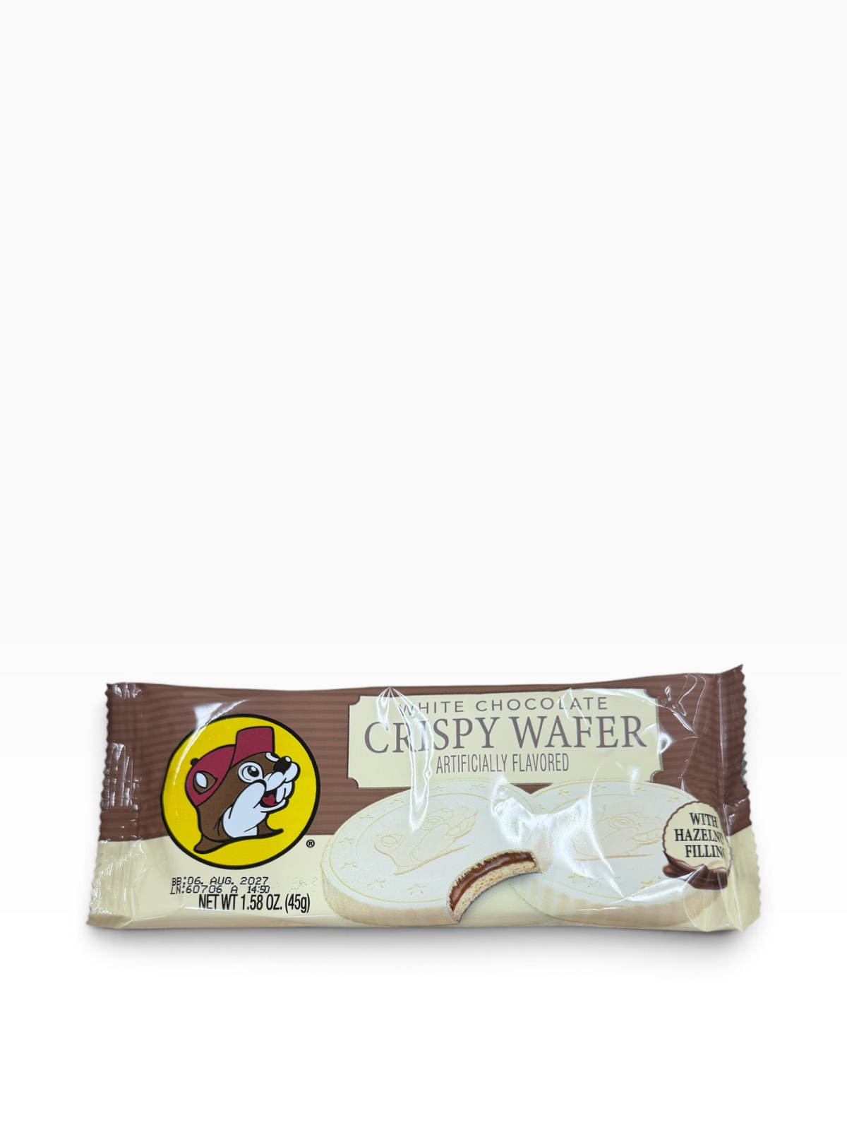 Buc-ee’s Crispy Wafer with Hazelnut Filling – Milk, White or Dark Chocolate – 1.58 oz