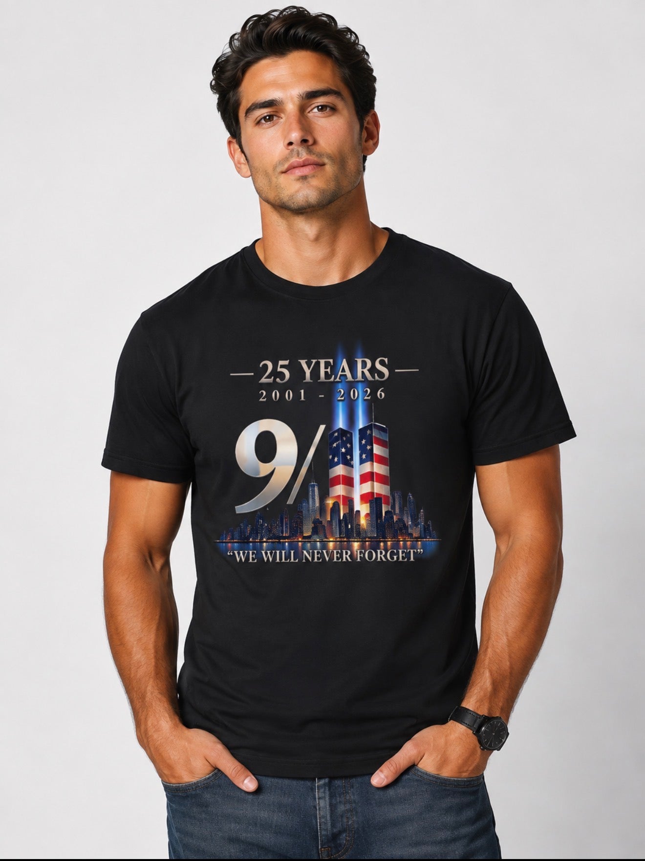 Never Forget 9/11 25th Anniversary T-Shirt – 2001–2026 Memorial Tribute Tee