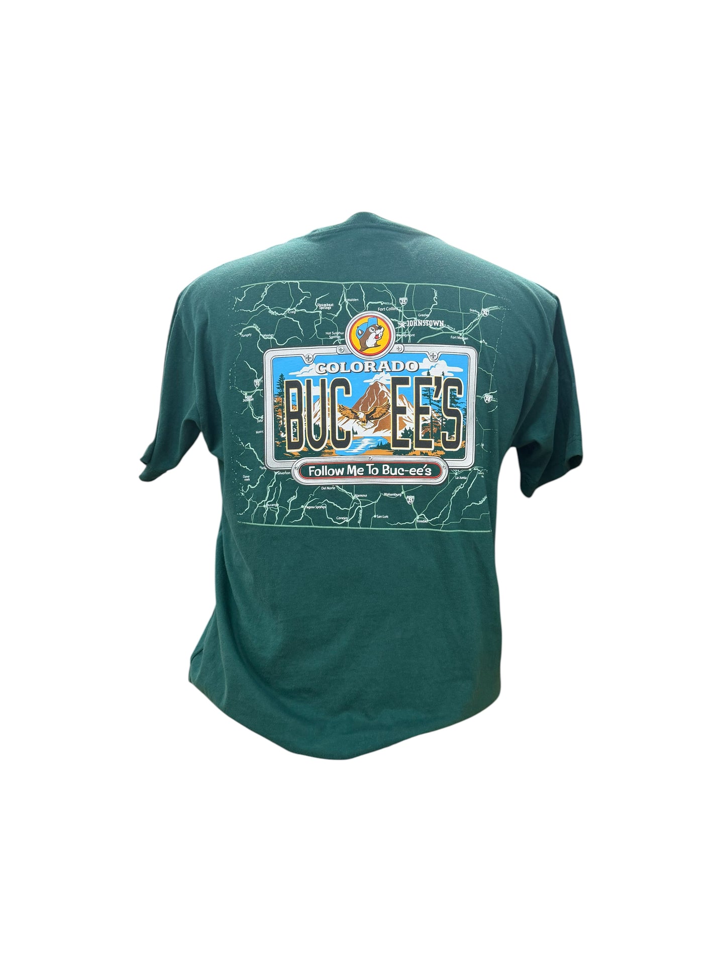 Buc-ee’s Colorado License Plate Graphic T-Shirt – Forest Green Travel Tee