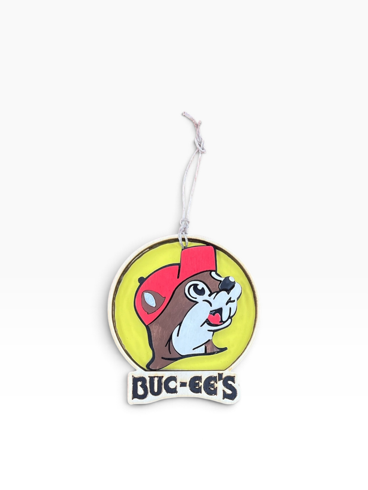 Buc-ee’s Classic Beaver Logo Wooden Ornament – Made in USA