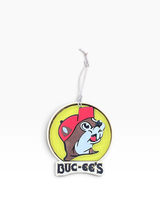 Buc-ee’s Classic Beaver Logo Wooden Ornament – Made in USA