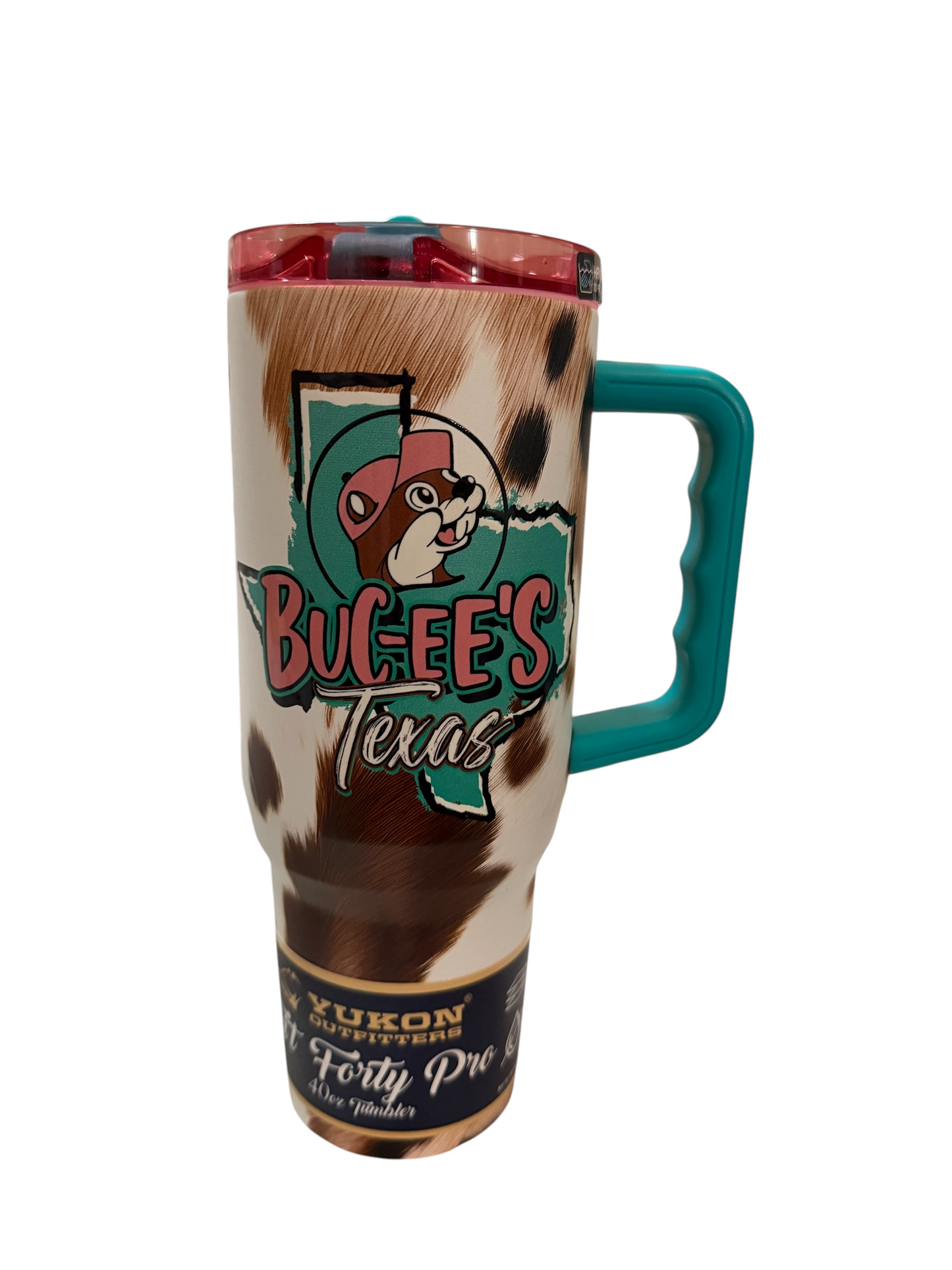 Buc-ee’s Texas Cowhide 40 oz Yukon Outfitters Tumbler with Handle