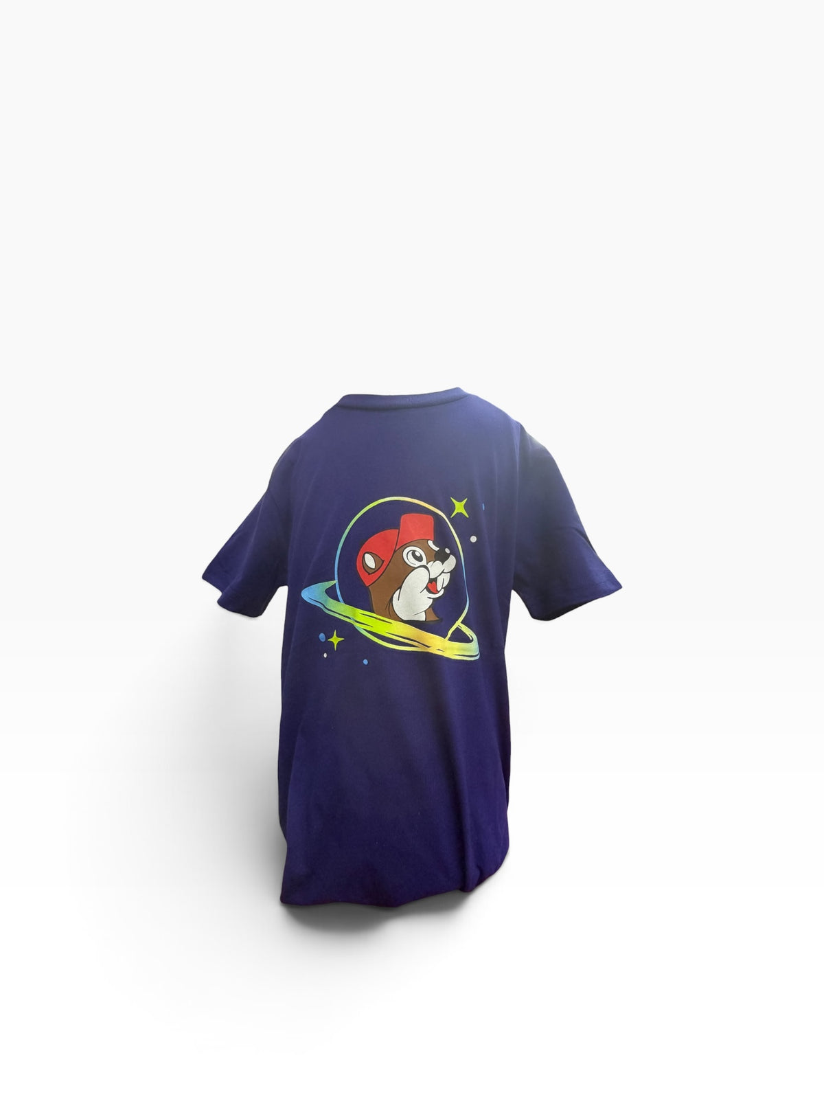 Buc-ee’s Youth Out of This World Space T-Shirt – Navy Blue Double-Sided Graphic Tee