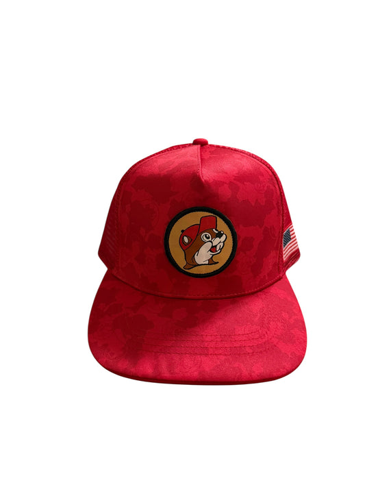 Buc-ee’s Red Camo Trucker Hat with American Flag