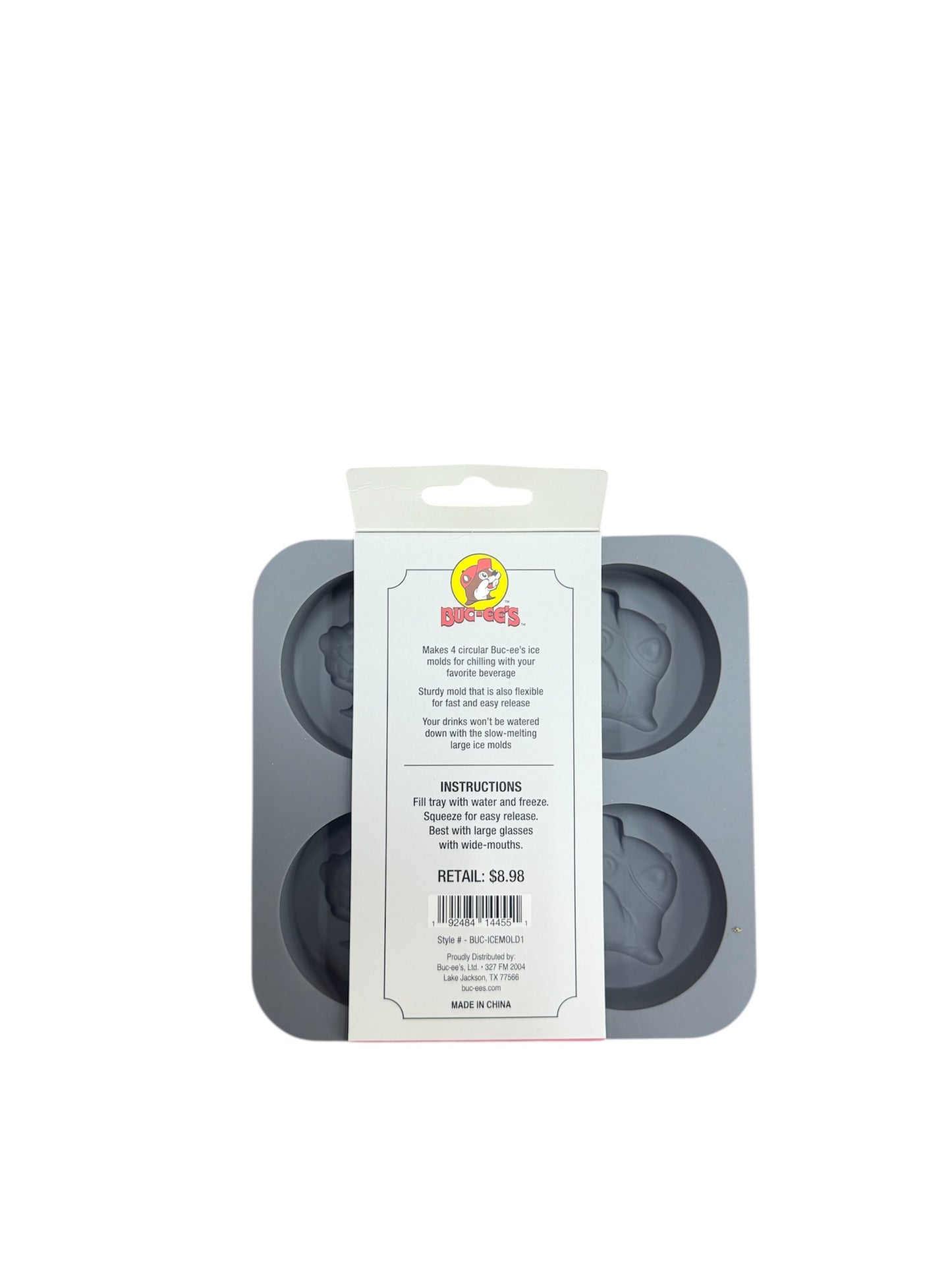 Buc-ee’s Silicone Ice Mold Tray – Makes 4 Large Buc-ee’s Logo Ice Cubes