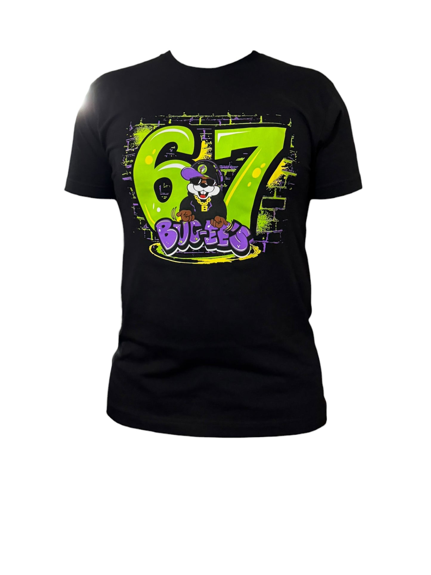 Buc-ee’s “67” Neon Graffiti Graphic T-Shirt – Black