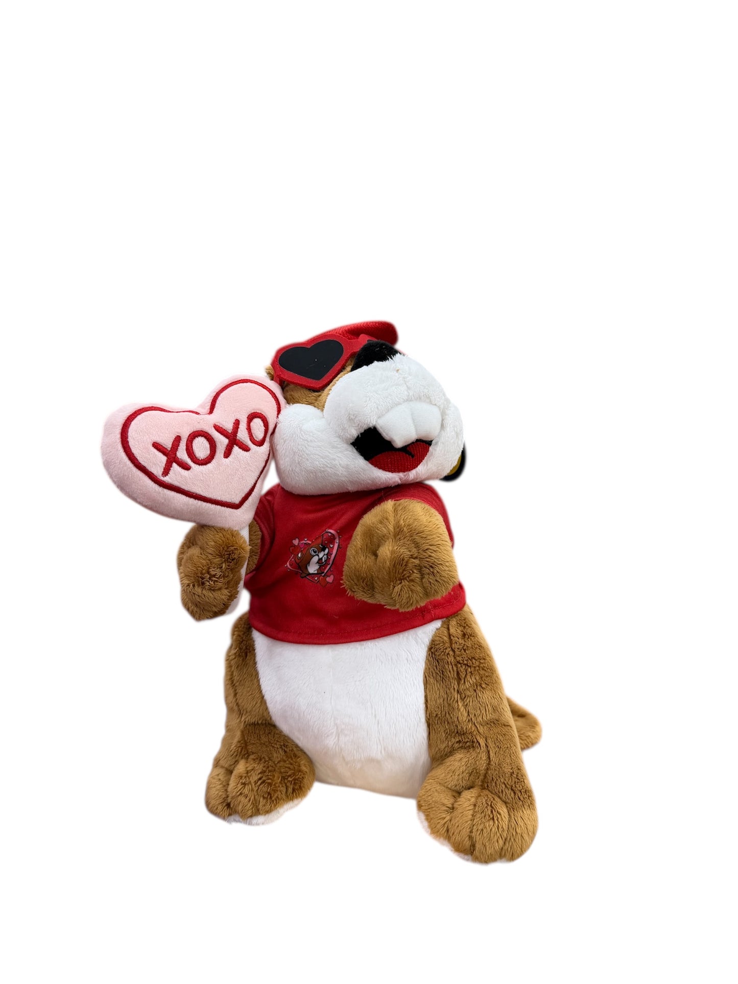 Buc-ee’s Valentine Beaver Plush – XOXO Heart Sucker Edition