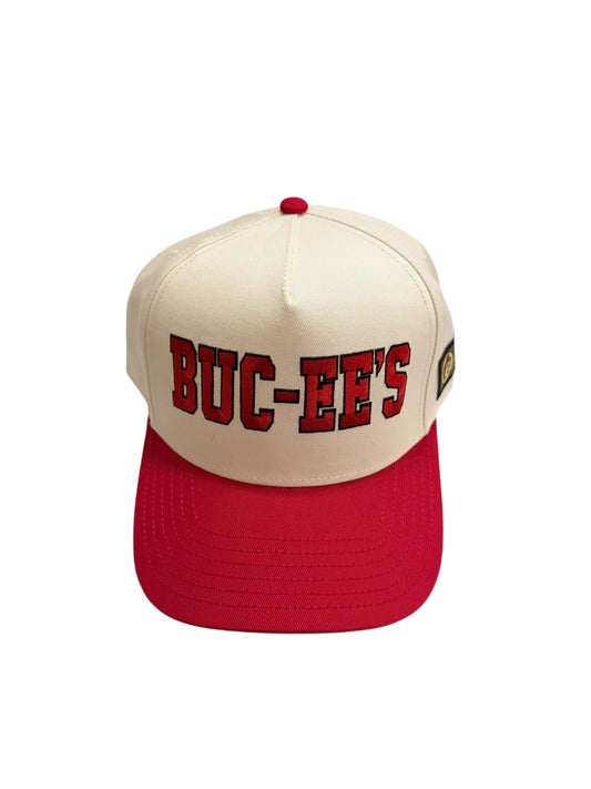 Buc-ee’s Cream & Red Structured Snapback Hat – Classic Logo Cap