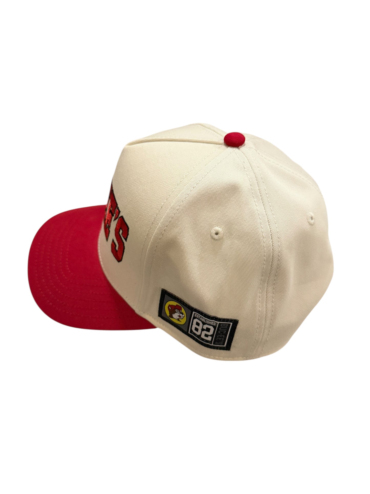 Buc-ee’s Cream & Red Structured Snapback Hat – Classic Logo Cap