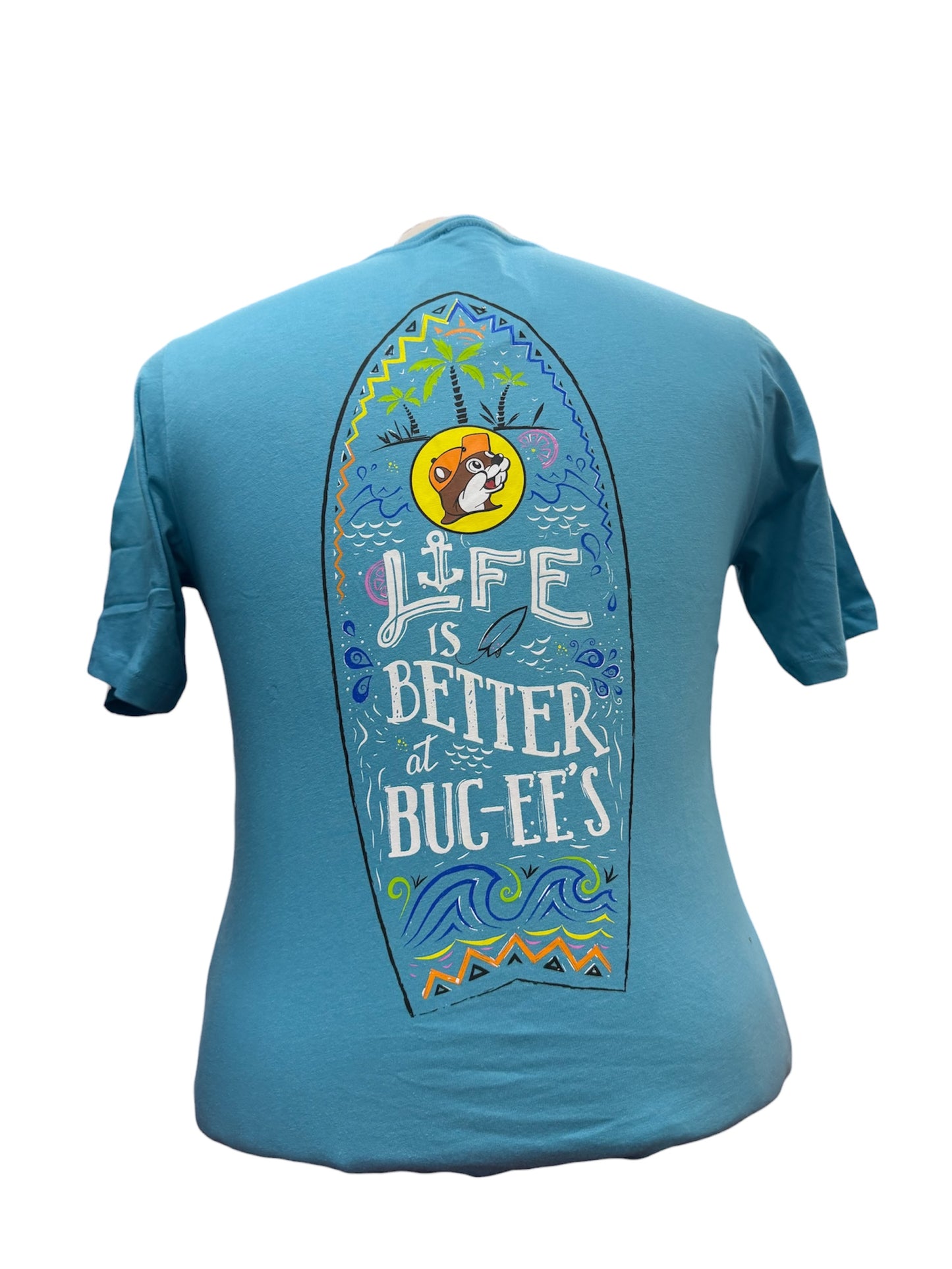 Buc-ee’s “Life Is Better at Buc-ee’s” Surfboard Graphic T-Shirt – Blue